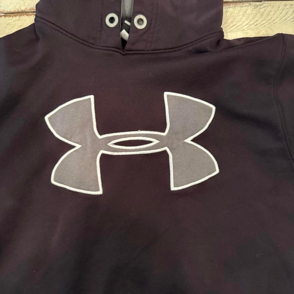 Under Armour Mens Storm Fleece Hoodie Burgundy Button Neck Logo Sweatshirt MD